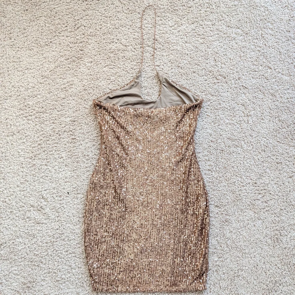 Fashion Nova Mocha Brown Out Til Dawn Sequin Mini Dress Size Large